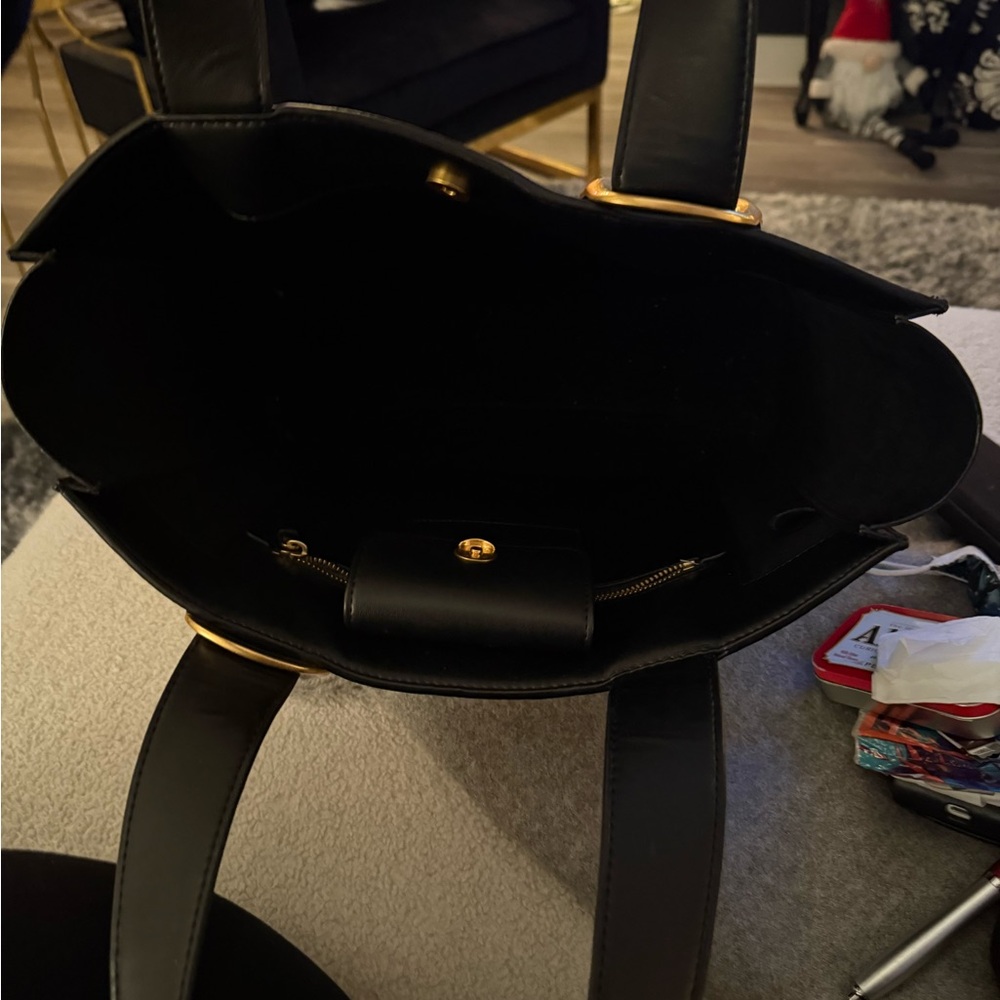 Donna Karan Black Hewlett Tote with Gold Accents - Picture 5 of 7